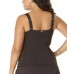  Plus – Twist Front Underwire Tankini Swim Top, Black, 18W