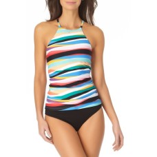 Anne Cole Printed High-Neck Tankini Top, Multi, X-Small
