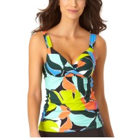 Anne Cole Printed Underwire Twist-Front Tankini Top, 36D/34DD, Multicolor