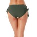  Ruched-Side Bikini Bottoms Women’s Swimsuit, Green, Medium