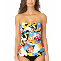 Anne Cole Signature Womens Modern Blooms Twist Tankini Top, Multi, Small
