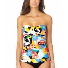 Anne Cole Signature Womens Modern Blooms Twist Tankini Top, Multi, Small
