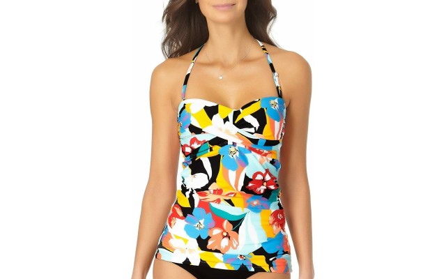  Twisted Tankini Top Women’s Swimsuit, Multi, Large