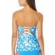  Twist-Front Lace-Back Tankini Top Women’s Swimsuit, Small, Blue