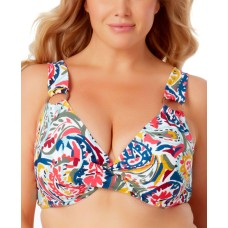 Anne Cole Women’s Plus Size Twist-Front Bikini Top, Multi, 20W