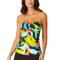 Anne Cole Women's Swimwear Top Small Palm Twist Bandeau, Multi, Small