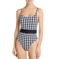Aqua BLACK Fall Voyage Belted Maillot One Piece Swimsuit, US Small