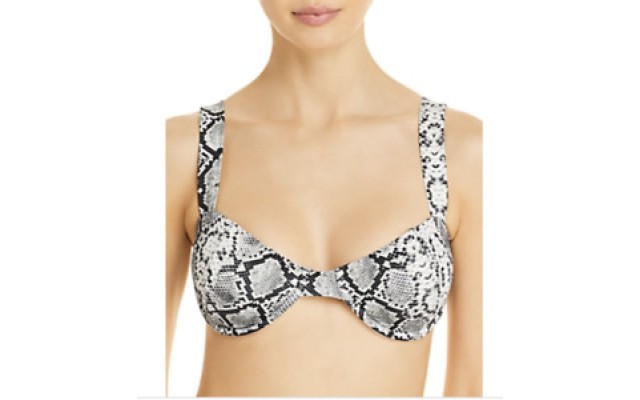  Snake Print Underwire Bikini Top, Black/Cream, Black/Cream, XL