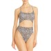  Women’s Beige Animal Print Cutout One Piece Swimsuit, BEIGEKHAKI, S