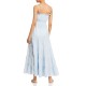  Womens Cotton Tiered  Swim Dress, Blue, Large