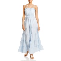 Aqua Swim Womens Cotton Tiered  Swim Dress, Blue, Large
