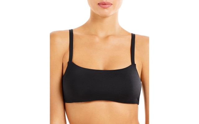  Womens Lined Padded Swim Top Separates, Black, Black, Medium