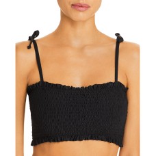 Aqua Swim Women’s Smocked Bandeau Bikini Top, Black, Small