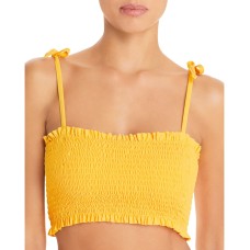 Aqua Swim Women’s Smocked Bandeau Bikini Top, Yellow, Medium