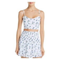 Aqua Swim Womens Smocked Short Crop Top White M