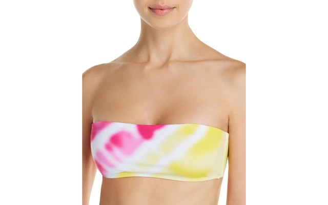  Womens Bandeau Strapless Swim Bikini Bottom, Pink, Large