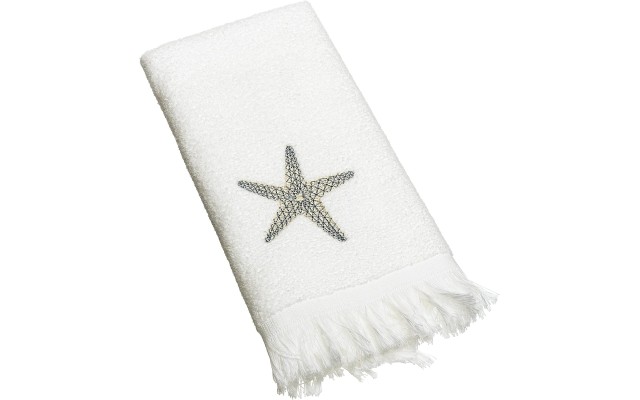  By The Sea Fingertip Towel, White, 18 X 11