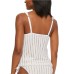  Crochet Plunge Tankini Top, Light Beige, Medium