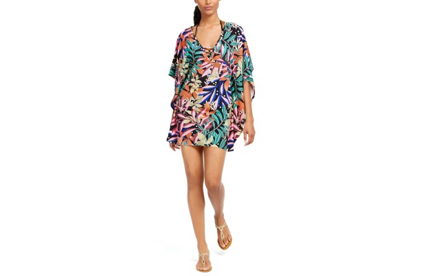  Hidden Jungle Printed Tunic Cover-Up, Medium