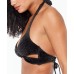  Shimmer Twist-Halter Bikini Top,Black, Small