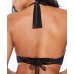  Shimmer Twist-Halter Bikini Top,Black, Small