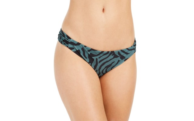  Womens Animal Print Hipster Swim Bottom, Green, Large