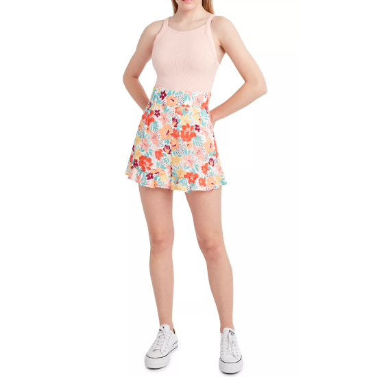  Floral-Print Ruffled-Hem Shorts