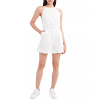 BCBGeneration Woven Eyelet Romper, X-Small, White