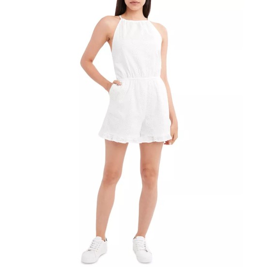 eneration Woven Eyelet Romper, X-Small, White
