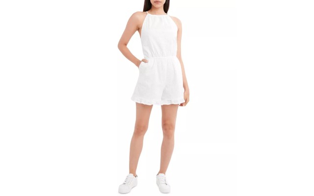 eneration Woven Eyelet Romper, X-Small, White