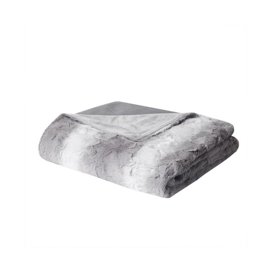  Zuri Weighted Faux Fur Blanket, 60×70, Gray