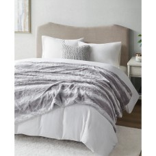Beautyrest Zuri Weighted Faux Fur Blanket, 60×70, Gray