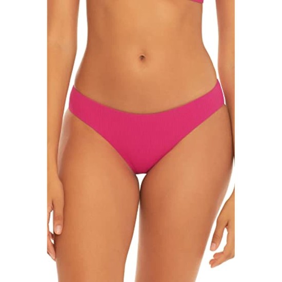  Fine Line Ribbed Hipster Bikini Bottom, Pink, Pink, Medium