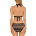  Virtue Reveal Crochet Halter Bikini Top, Black, Black, Small
