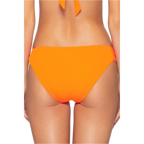  Virtue Women's American Tab Side Hipster Bikini Bottom, Atomic Tangerine, Medium