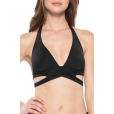 Becca by Rebecca Virtue Women’s Color Code Banded Halter Bikini Top Black L