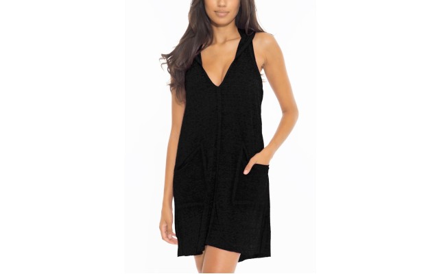  Women’s T-Shirt Pullover Hoodie Dress Swim Cover Up Black XS/S