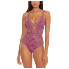 Becca by Rebecca Women's Virtue Color Play Crochet One Piece Swimsuits
