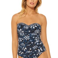Bleu by Rod Beattie Take a Dip Bandeau Tankini Top Women’s Swimsuit, Navy, 6