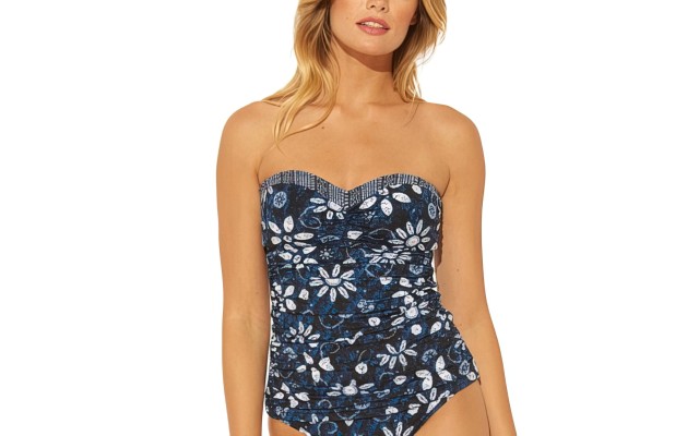  Take a Dip Bandeau Tankini Top Women’s Swimsuit, Navy, 6