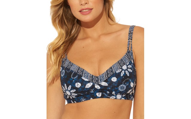  Take a Dip Bra-Sized Bikini Top, 34D, Navy