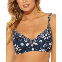 Bleu by Rod Beattie Take a Dip Bra-Sized Bikini Top Women’s Swimsuit, Navy, 34 DD