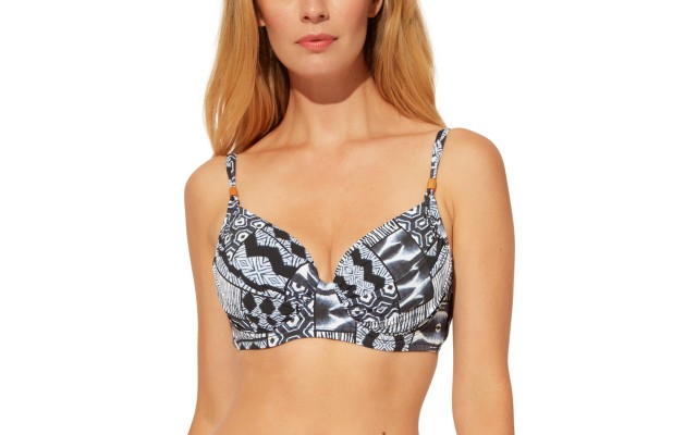  Underwire Printed D-Cup Bikini Top, 40D, Multicolor