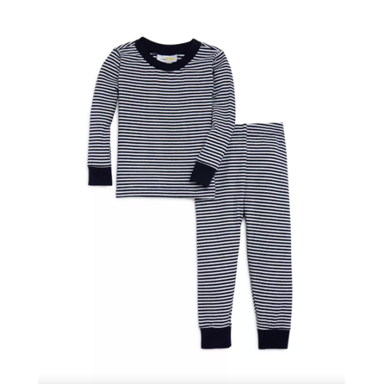 Bloomie’s Baby Boys’ Striped Pajama Set, Navy, 9-12M,