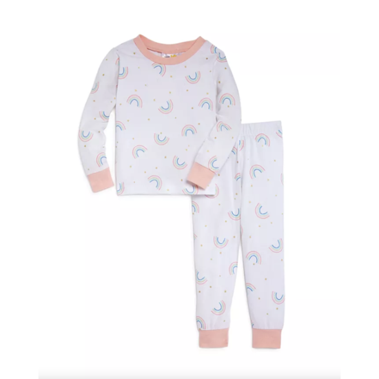 Bloomie’s Baby Girls’ Rainbows Pajama Set, 12-18M, White
