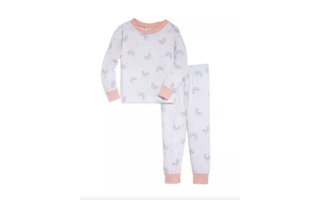 Bloomie’s Baby Girls’ Rainbows Pajama Set, 9-12M, White