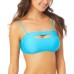  Juniors’ Solid Textured Peek-a-Boo Bikini Top Women’s Swimsuit, Turquoise, Large