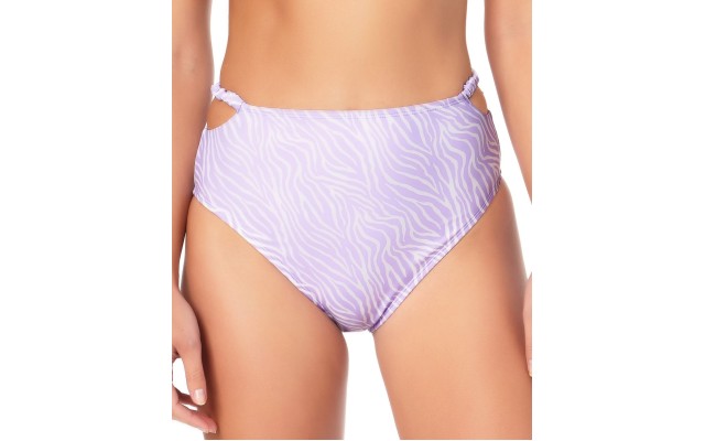  Juniors' Smocked High-Waist Bikini Bottoms, Lilac, X-Large