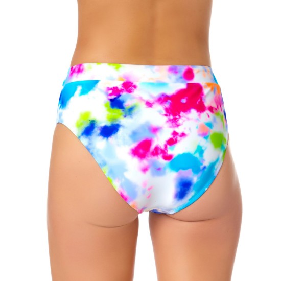  Tie-Dyed High-Waist Bikini Bottom, Multi, Medium