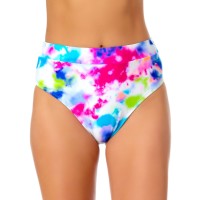 California Waves Tie-Dyed High-Waist Bikini Bottom, Multi, Medium